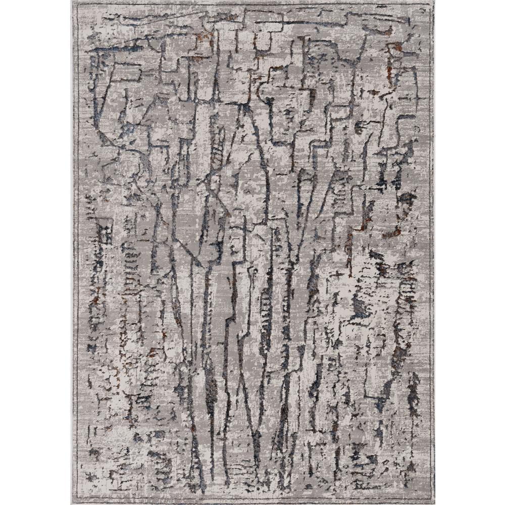 7' Gray And Black Abstract Runner Rug-Area Rugs-DECOROLALA