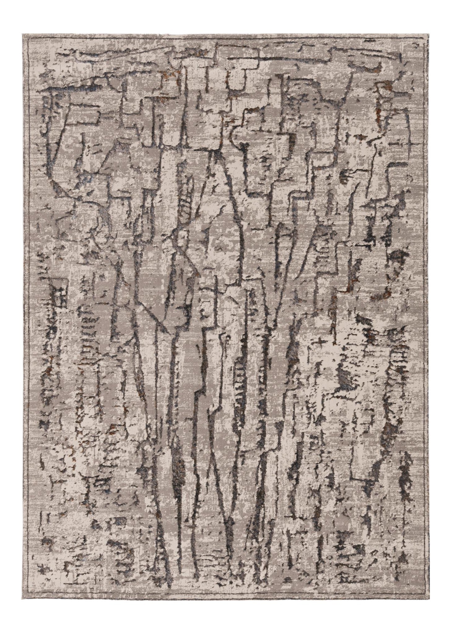 7' Gray And Black Abstract Runner Rug-Area Rugs-DECOROLALA