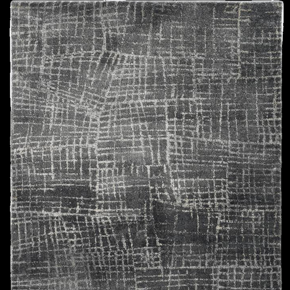 7' Gray And Dark Gray Abstract Area Rug-Area Rugs-DECOROLALA