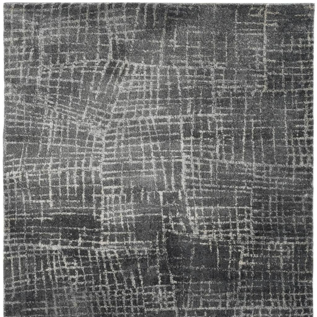 7' Gray And Dark Gray Abstract Area Rug-Area Rugs-DECOROLALA