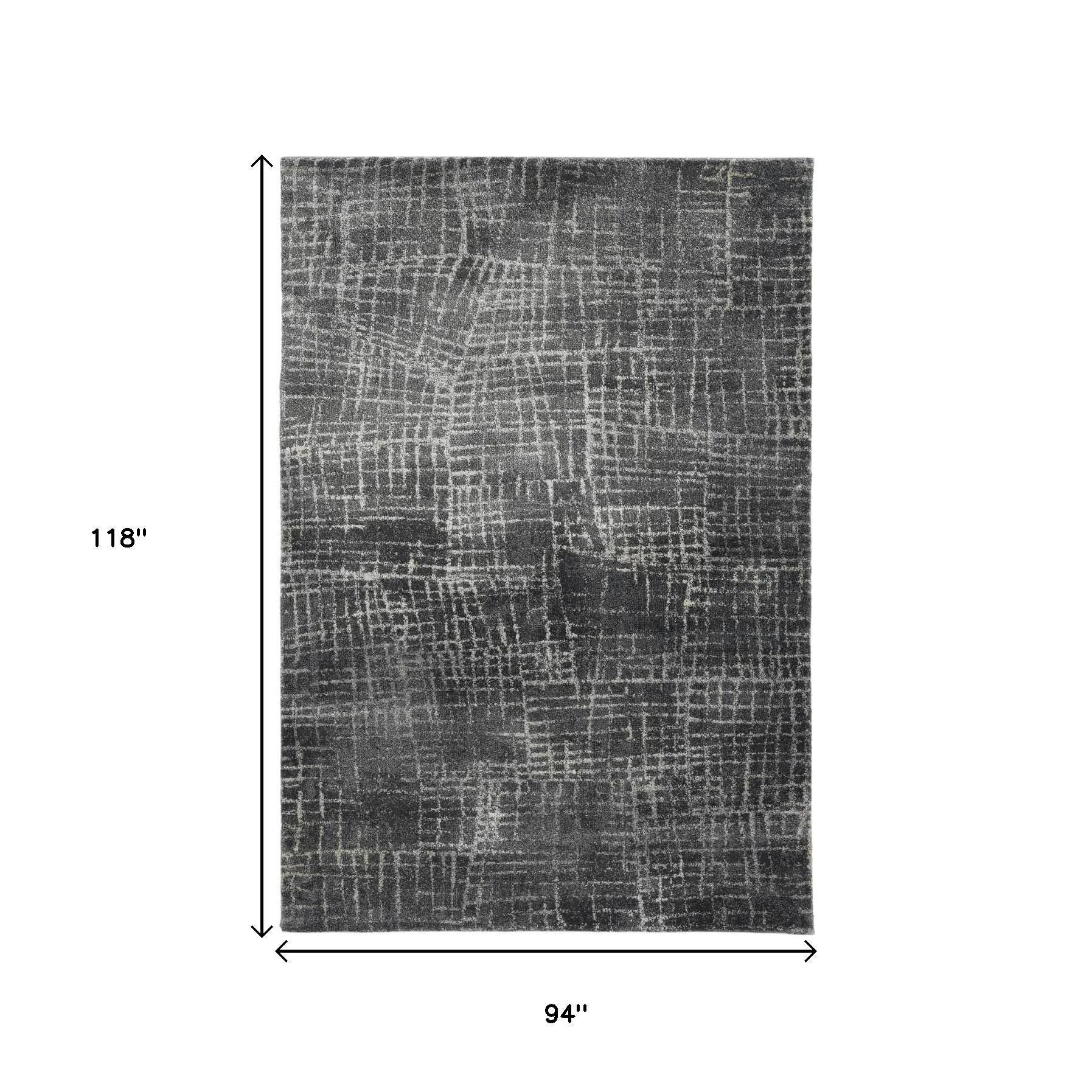 7' Gray And Dark Gray Abstract Area Rug-Area Rugs-DECOROLALA