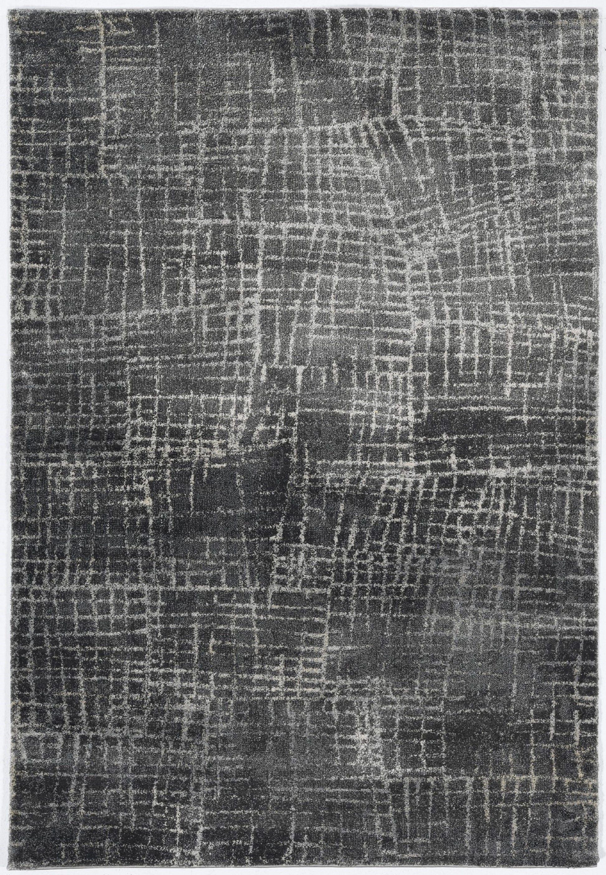 7' Gray And Dark Gray Abstract Area Rug-Area Rugs-DECOROLALA