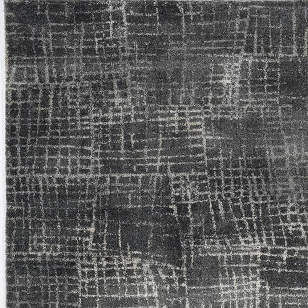 7' Gray And Dark Gray Abstract Area Rug-Area Rugs-DECOROLALA