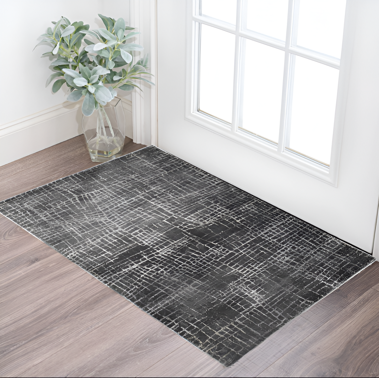 7' Gray And Dark Gray Abstract Area Rug-Area Rugs-DECOROLALA