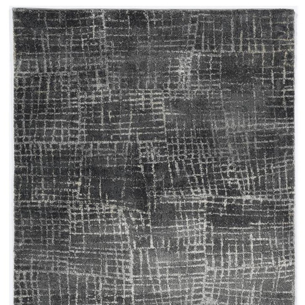 7' Gray And Dark Gray Abstract Area Rug-Area Rugs-DECOROLALA