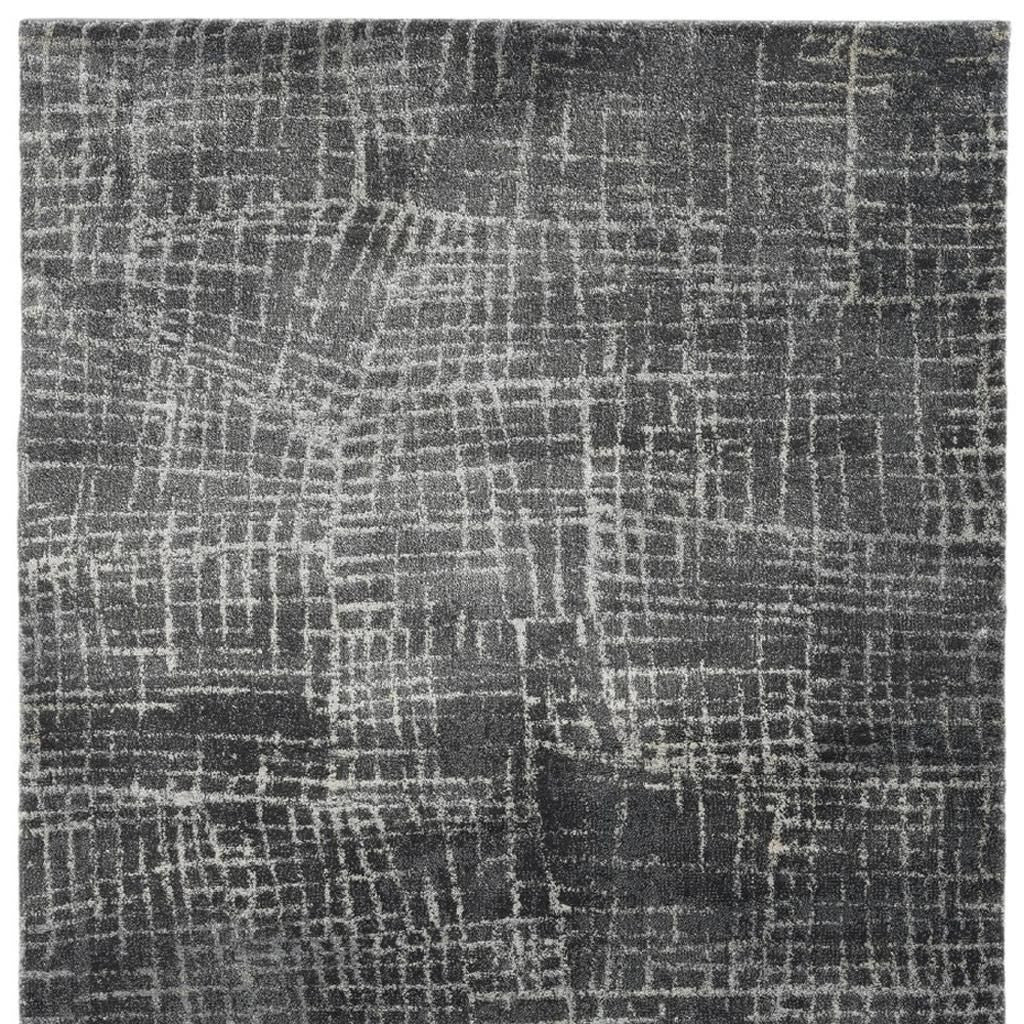 7' Gray And Dark Gray Abstract Area Rug-Area Rugs-DECOROLALA