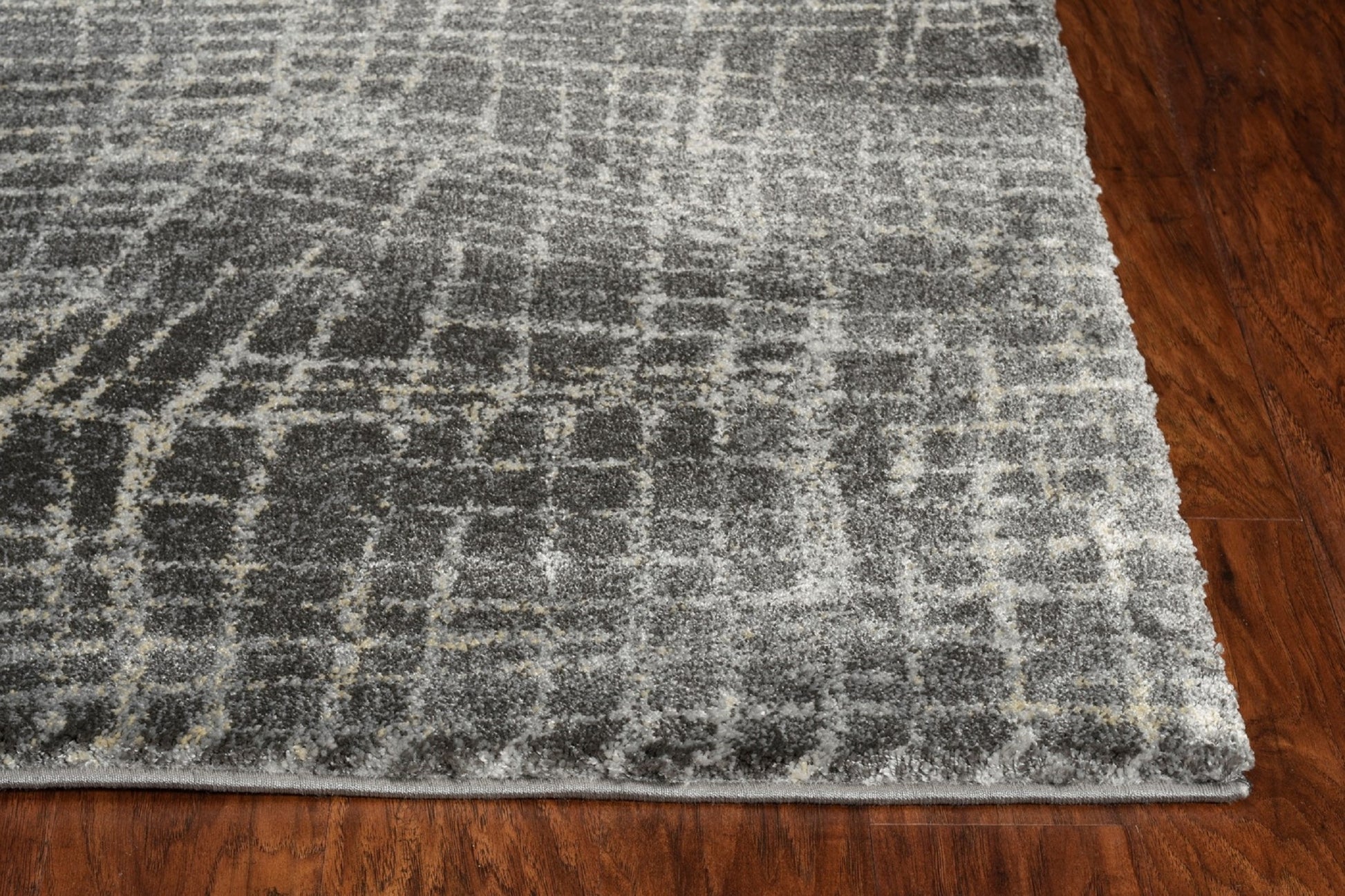 7' Gray And Dark Gray Abstract Area Rug-Area Rugs-DECOROLALA