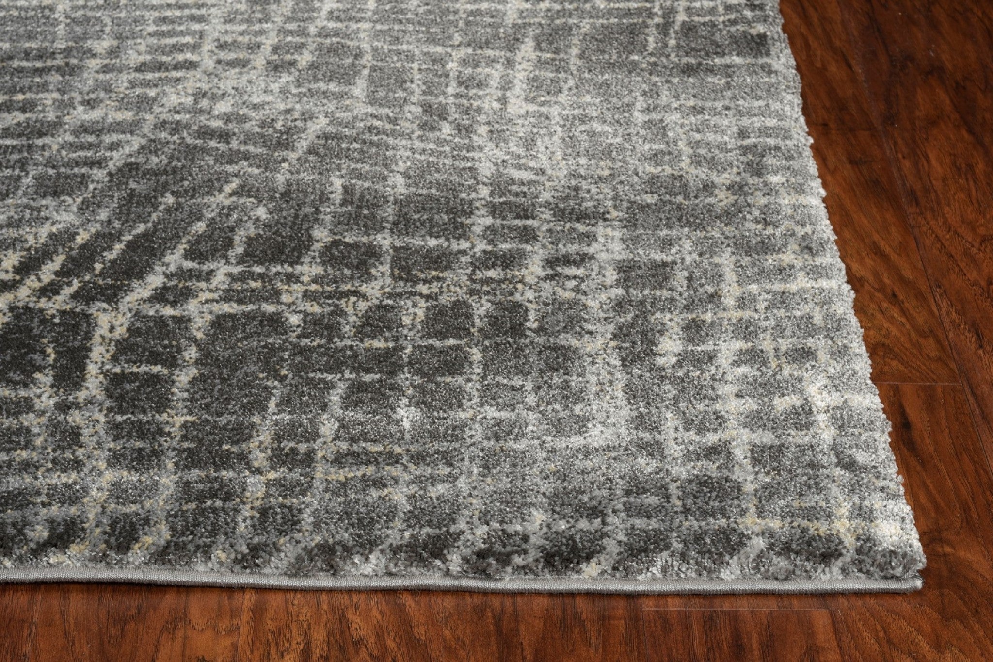 7' Gray And Dark Gray Abstract Area Rug-Area Rugs-DECOROLALA