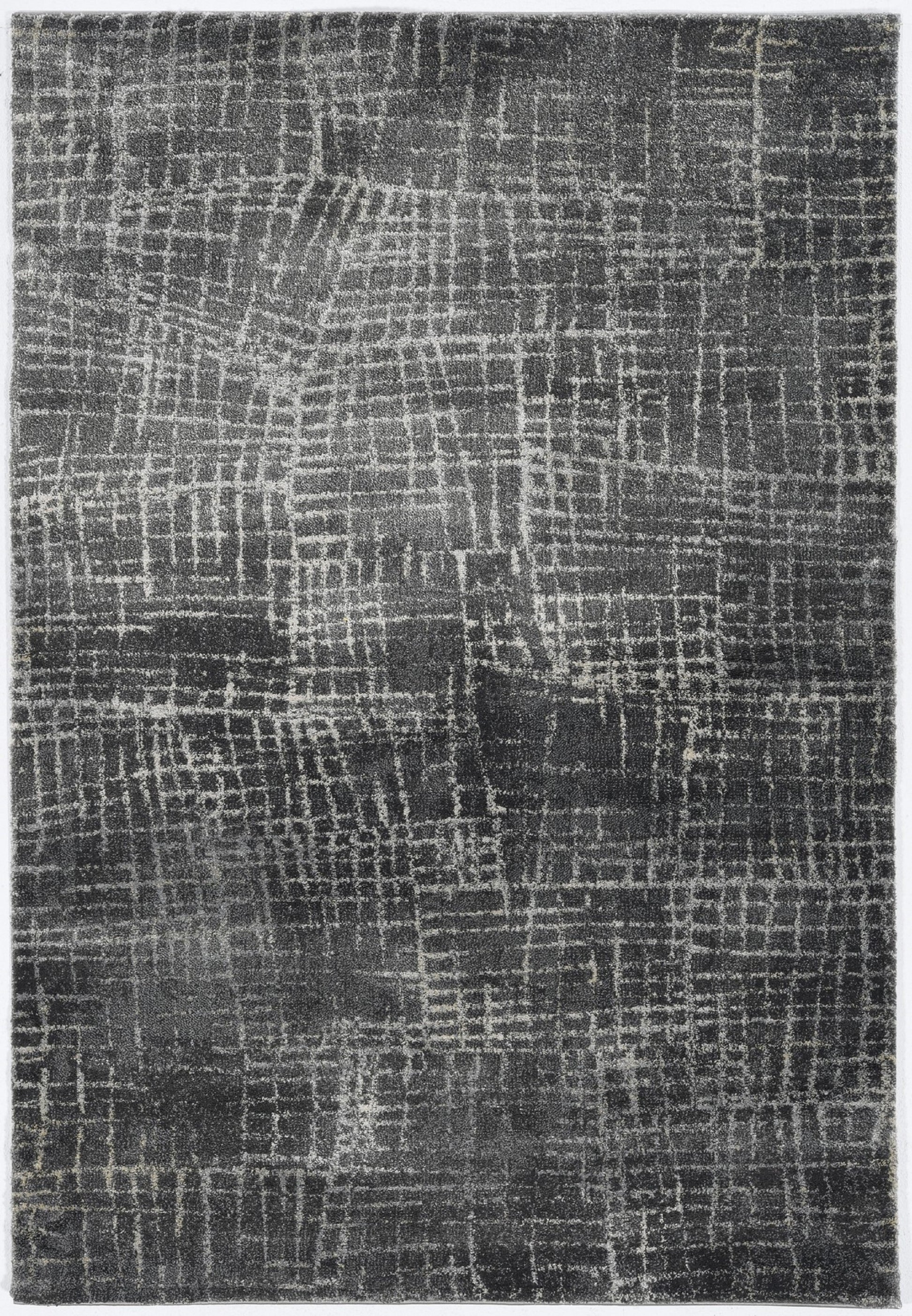7' Gray And Dark Gray Abstract Area Rug-Area Rugs-DECOROLALA