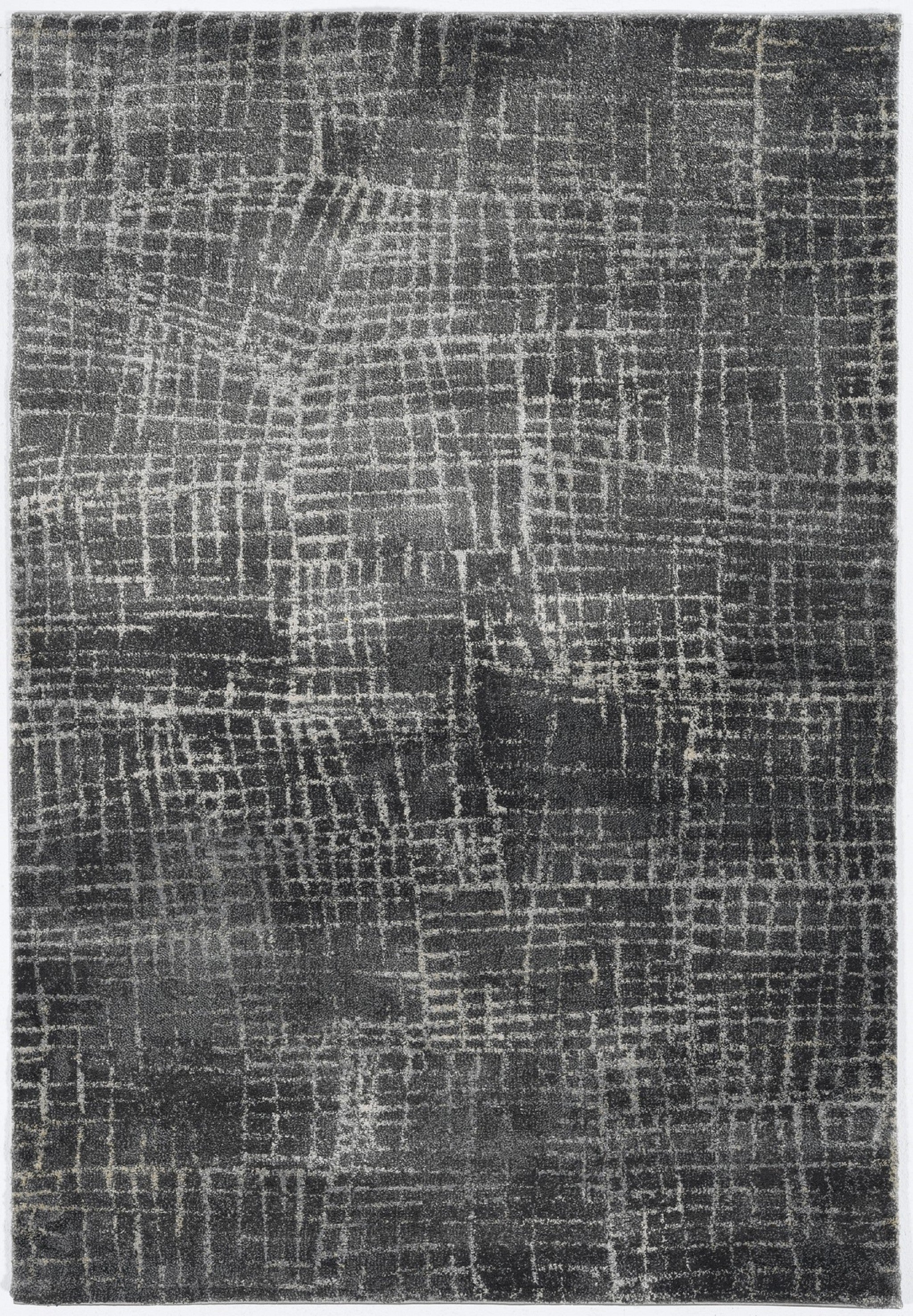 7' Gray And Dark Gray Abstract Area Rug-Area Rugs-DECOROLALA