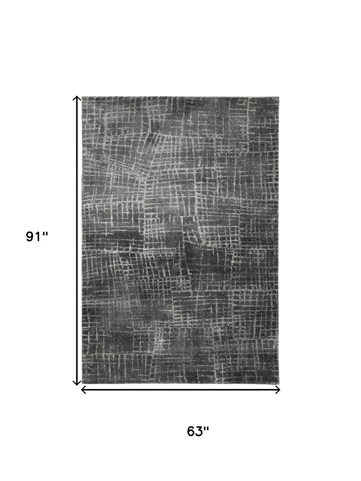 7' Gray And Dark Gray Abstract Area Rug-Area Rugs-DECOROLALA
