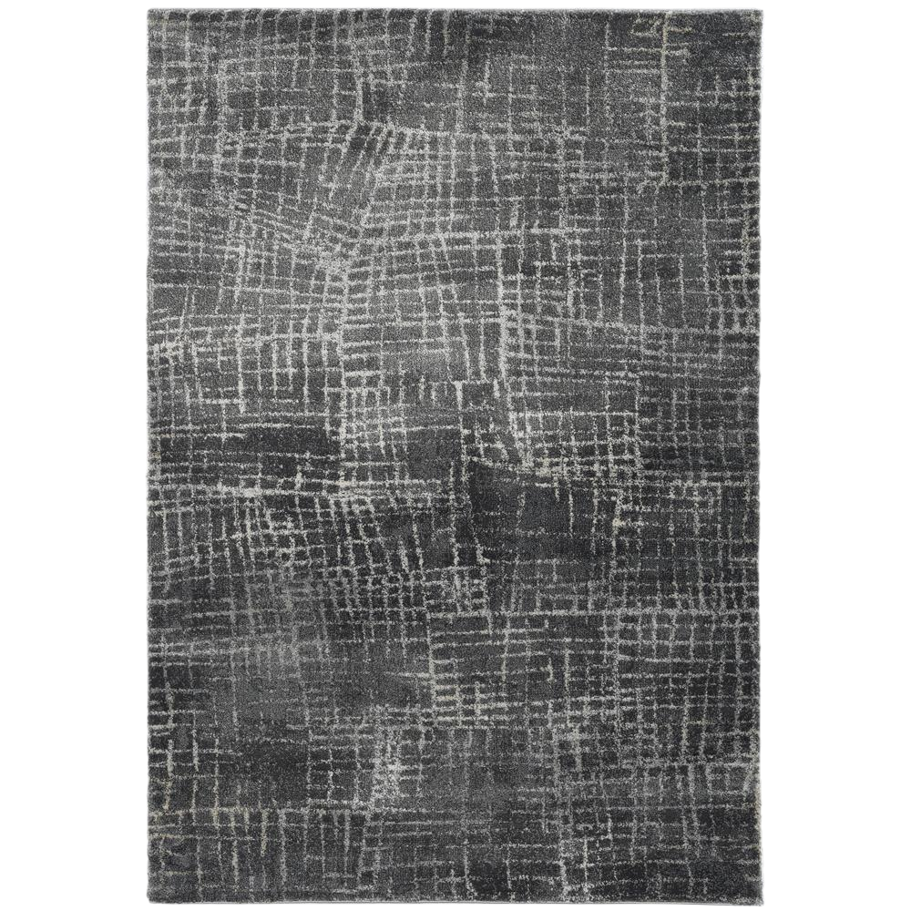 7' Gray And Dark Gray Abstract Area Rug-Area Rugs-DECOROLALA