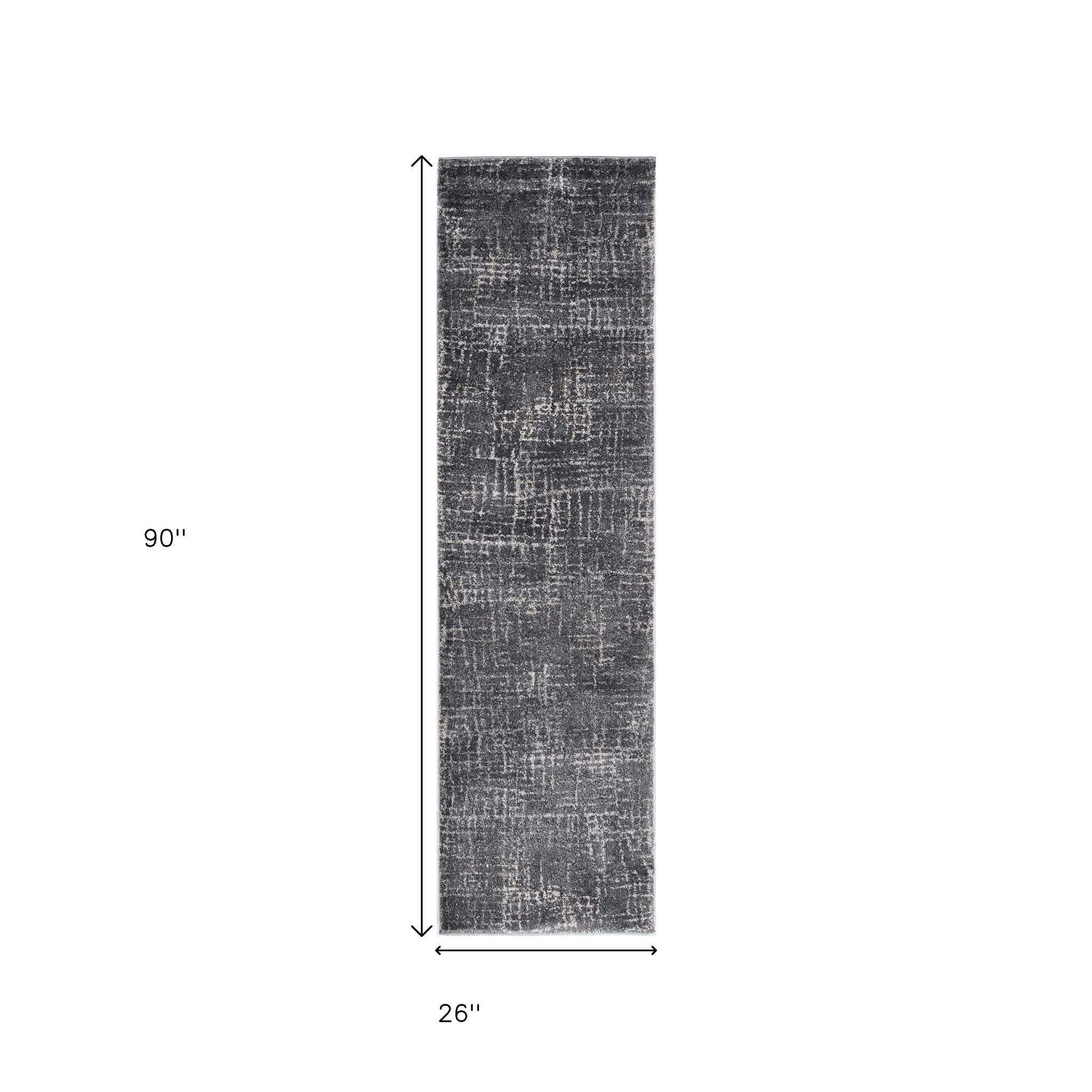 7' Gray And Dark Gray Abstract Area Rug-Area Rugs-DECOROLALA
