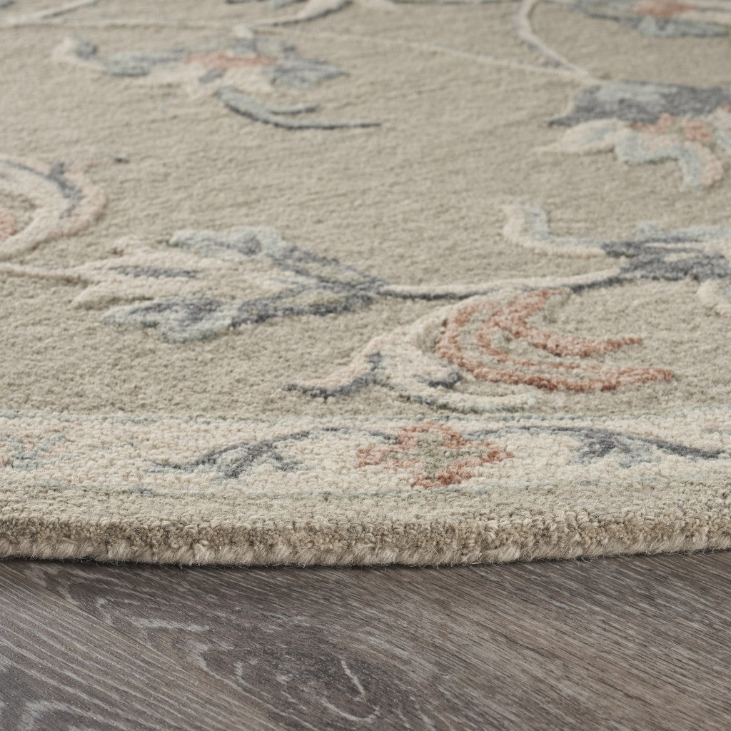 7' Gray Round Wool Hand Tufted Area Rug-Area Rugs-DECOROLALA