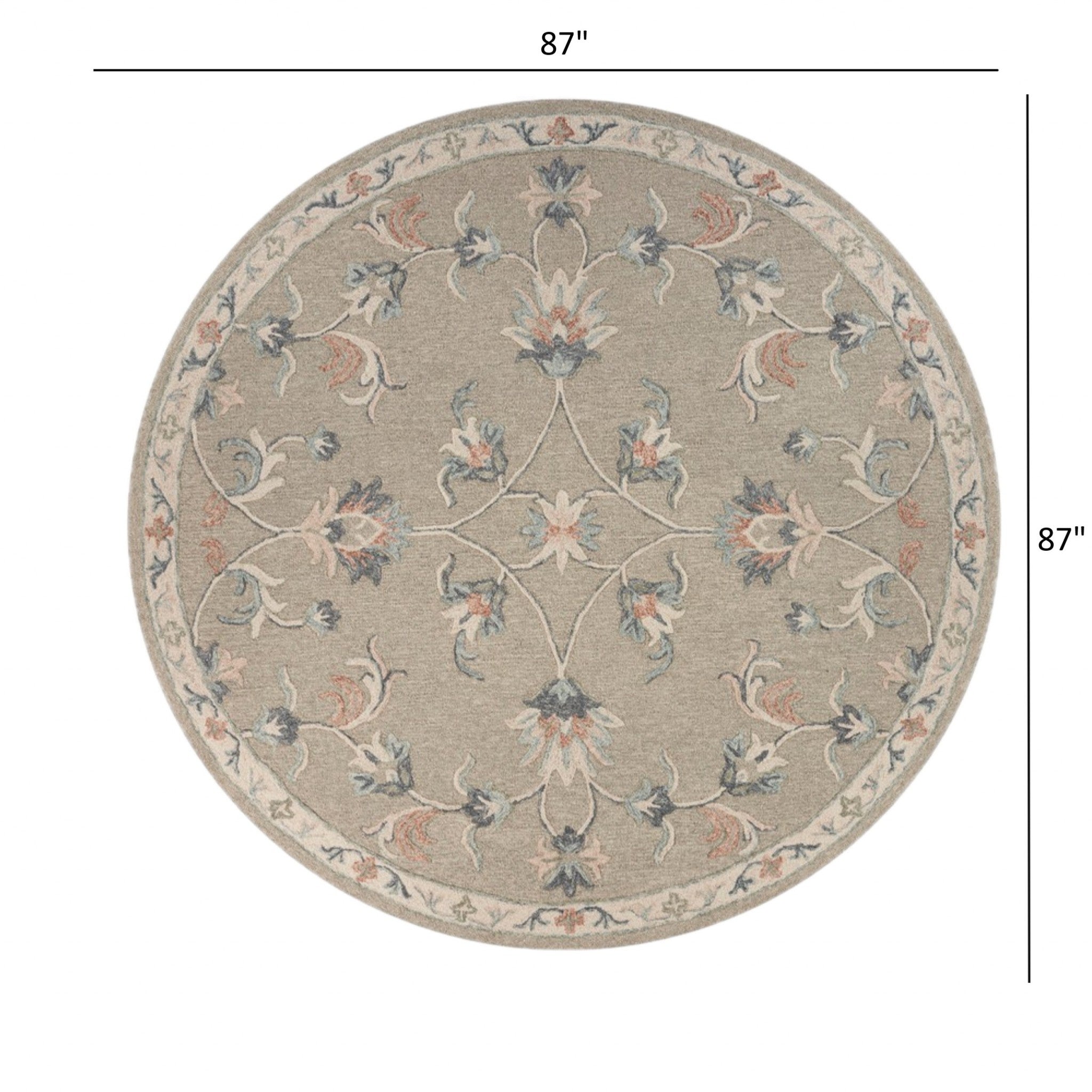 7' Gray Round Wool Hand Tufted Area Rug-Area Rugs-DECOROLALA