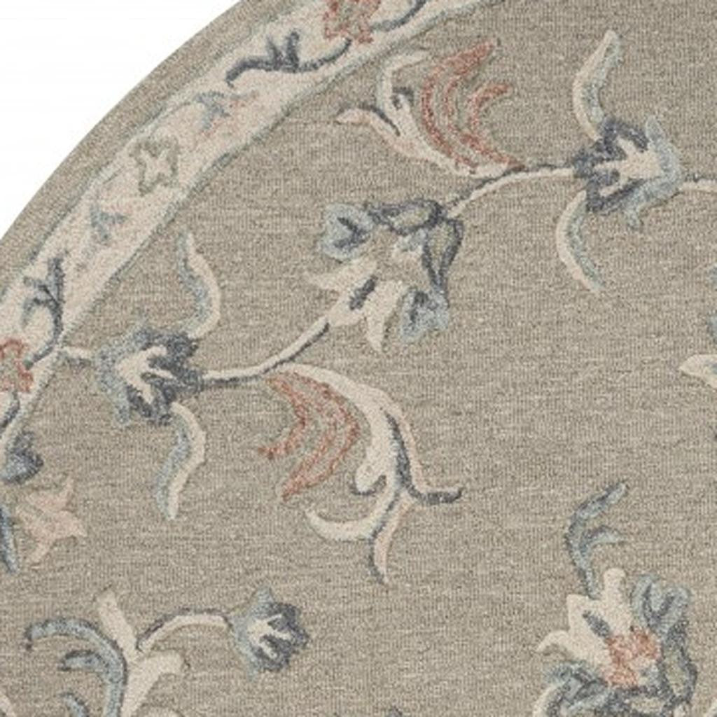 7' Gray Round Wool Hand Tufted Area Rug-Area Rugs-DECOROLALA