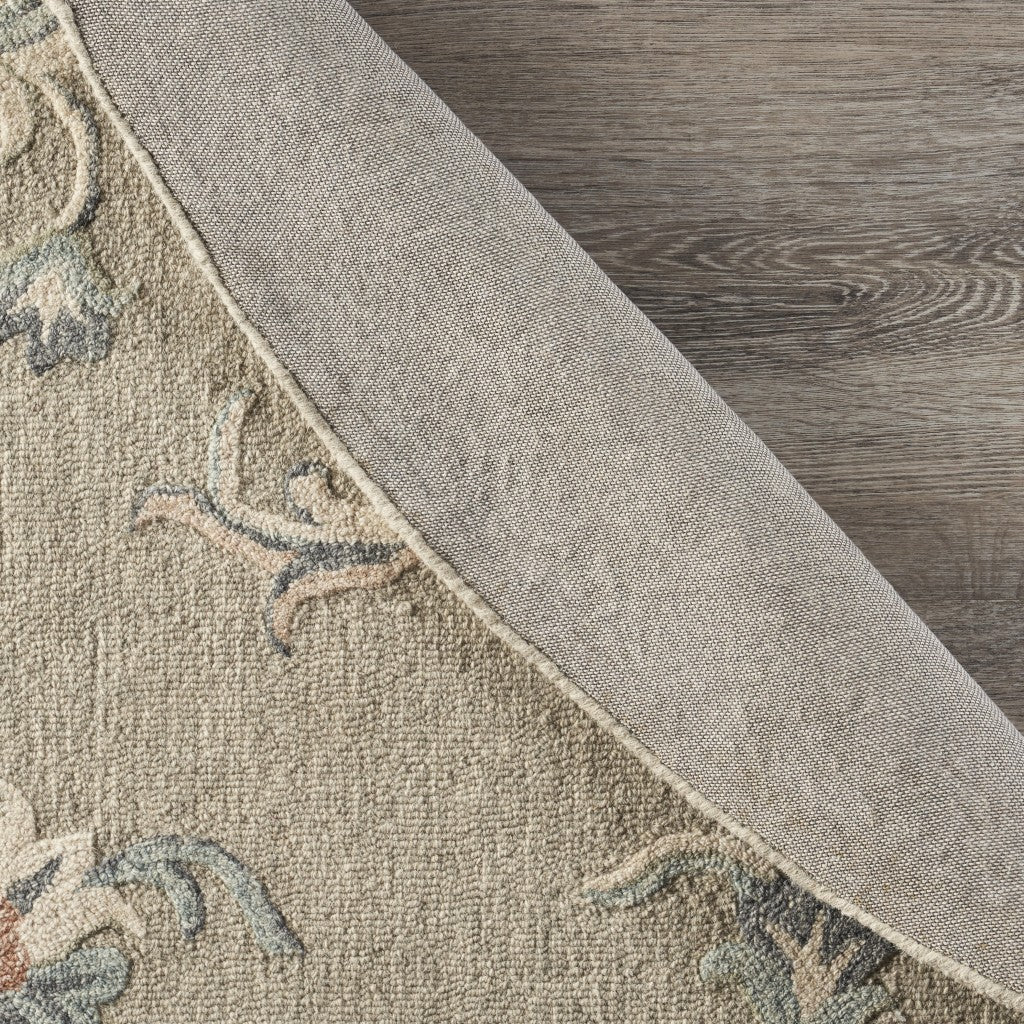 7' Gray Round Wool Hand Tufted Area Rug-Area Rugs-DECOROLALA