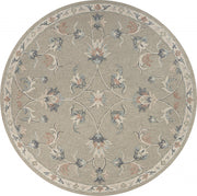 7' Gray Round Wool Hand Tufted Area Rug-Area Rugs-DECOROLALA