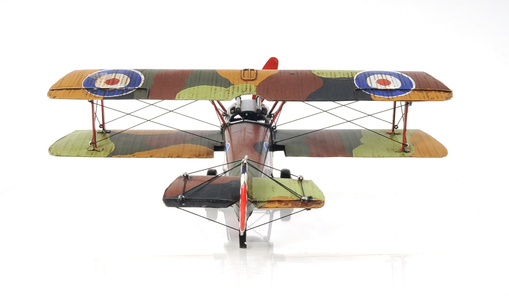 7" Green Metal Hand Painted Model Airplane Tabletop Sculpture-Sculptures-DECOROLALA