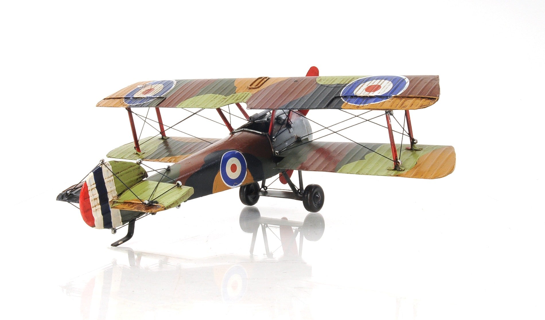 7" Green Metal Hand Painted Model Airplane Tabletop Sculpture-Sculptures-DECOROLALA