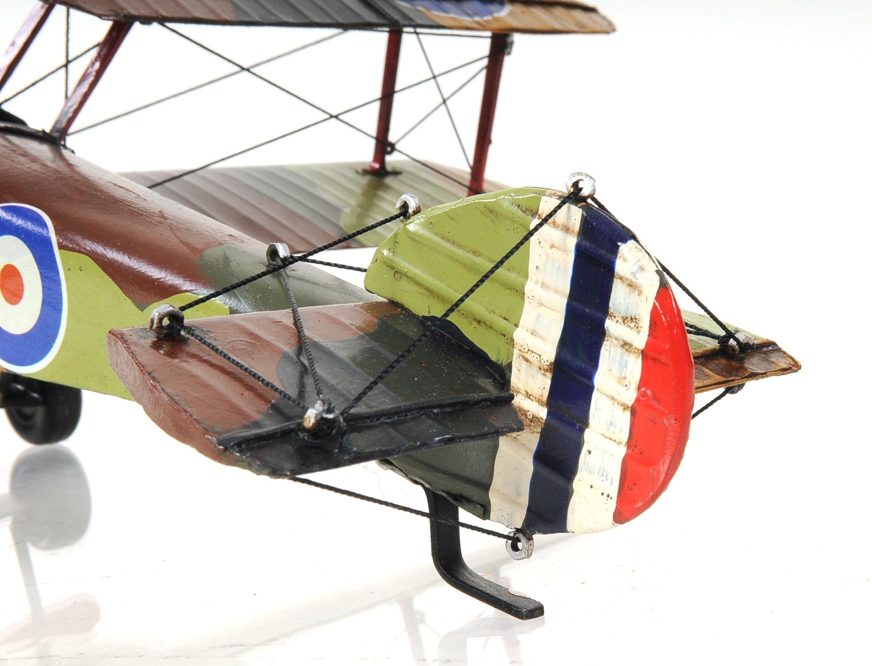 7" Green Metal Hand Painted Model Airplane Tabletop Sculpture-Sculptures-DECOROLALA