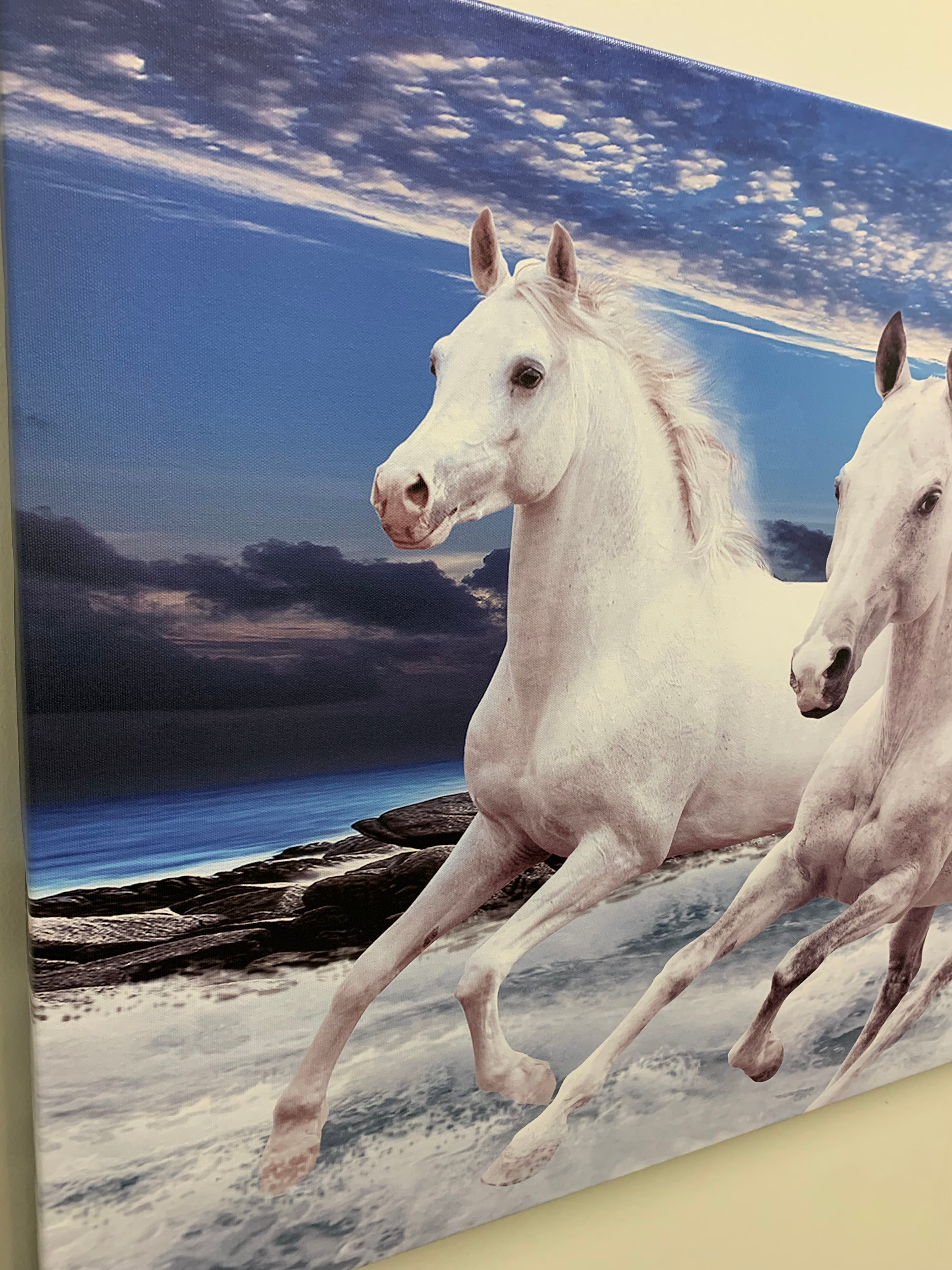 7 Horses Good Luck Canvas Wall Art 72x24 Inches-Wall Art-DECOROLALA