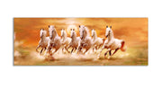 7 Horses Wildlife Canvas Wall Art with Gold Varnish-Wall Art-DECOROLALA