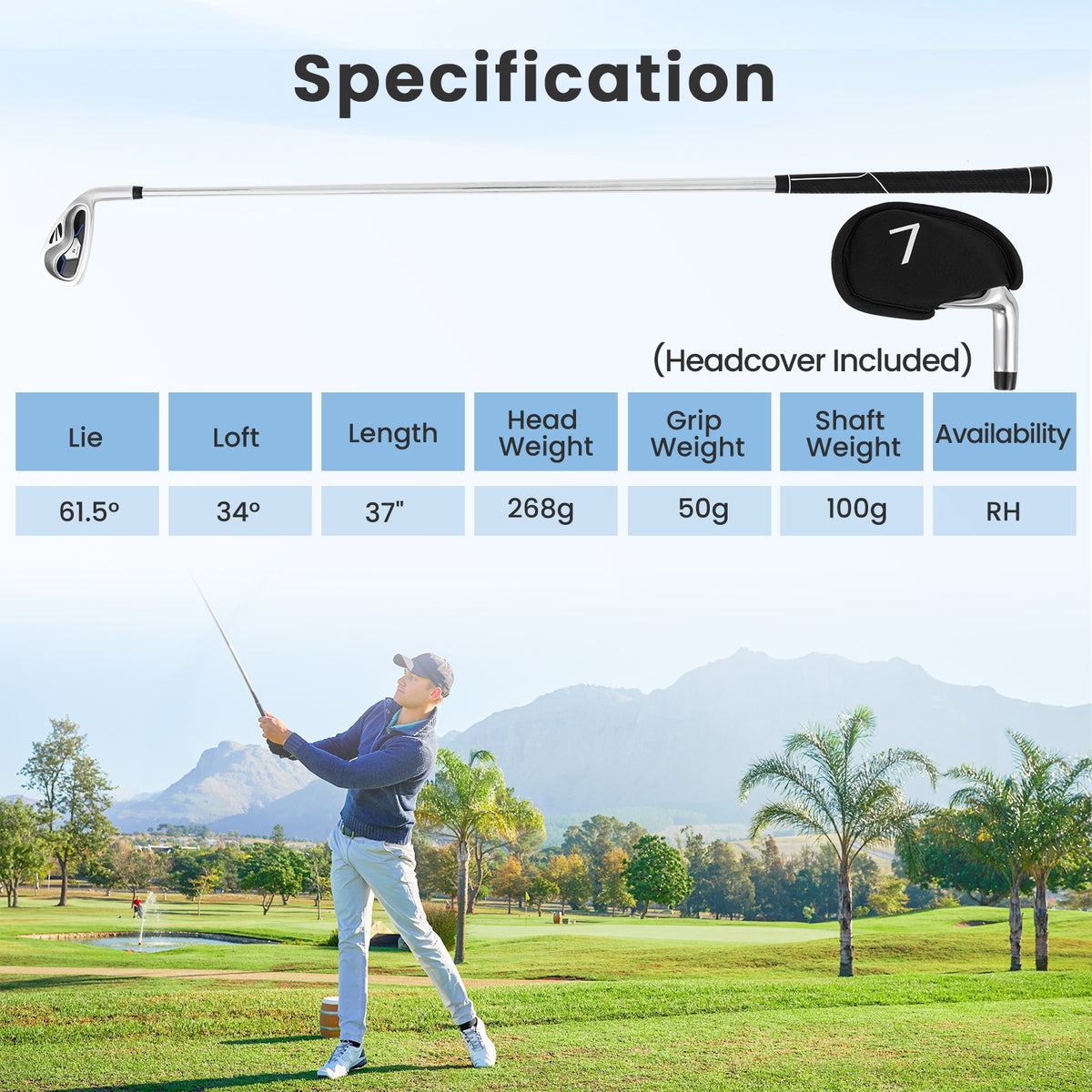 #7 Iron Single Golf Club for Men with Steel Shaft and Headcover-Golf-DECOROLALA