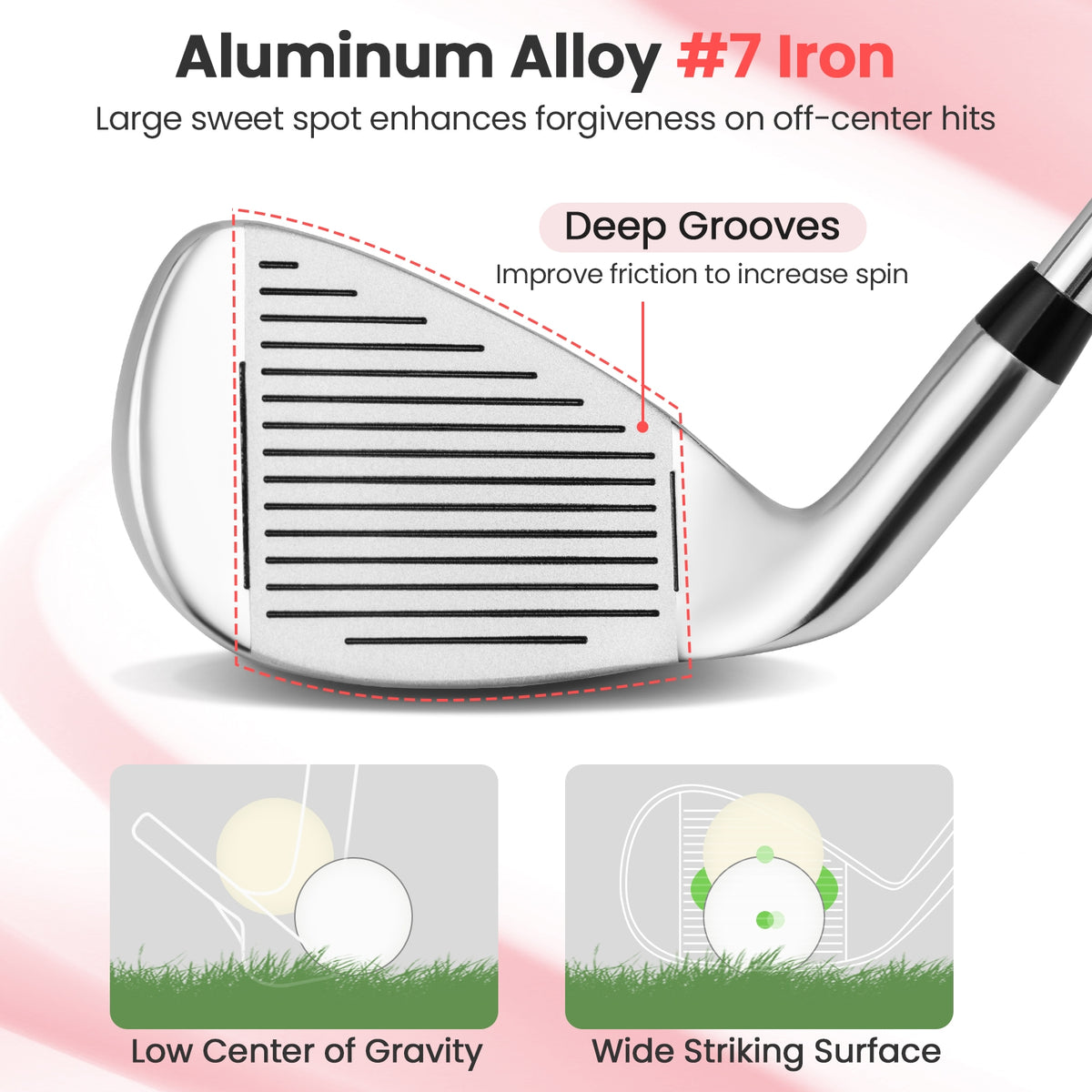 #7 Iron Single Golf Club for Women with Graphite Shaft and Headcover-Golf-DECOROLALA