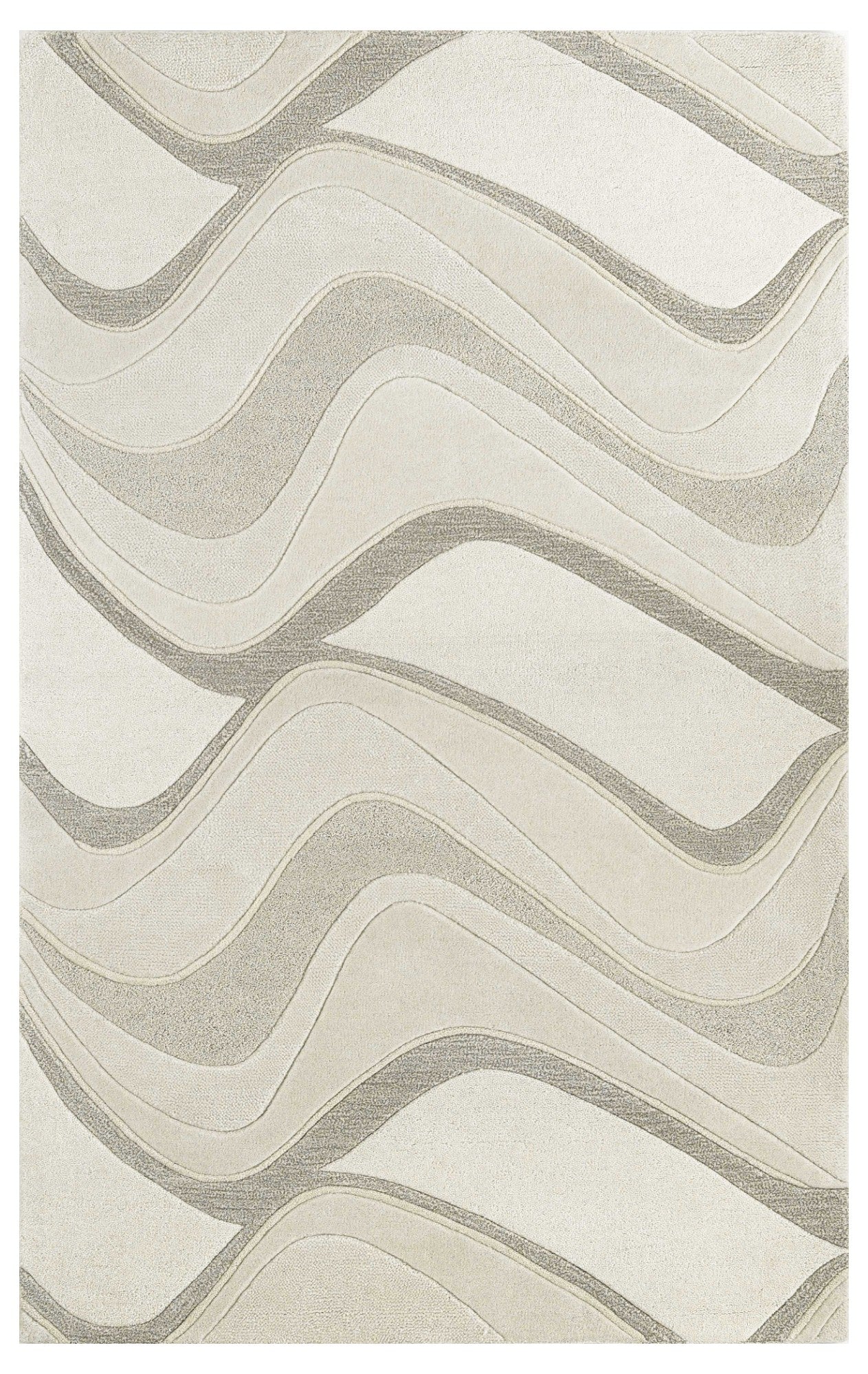7' Ivory And Gray Wool Abstract Hand Tufted Runner Rug-Area Rugs-DECOROLALA