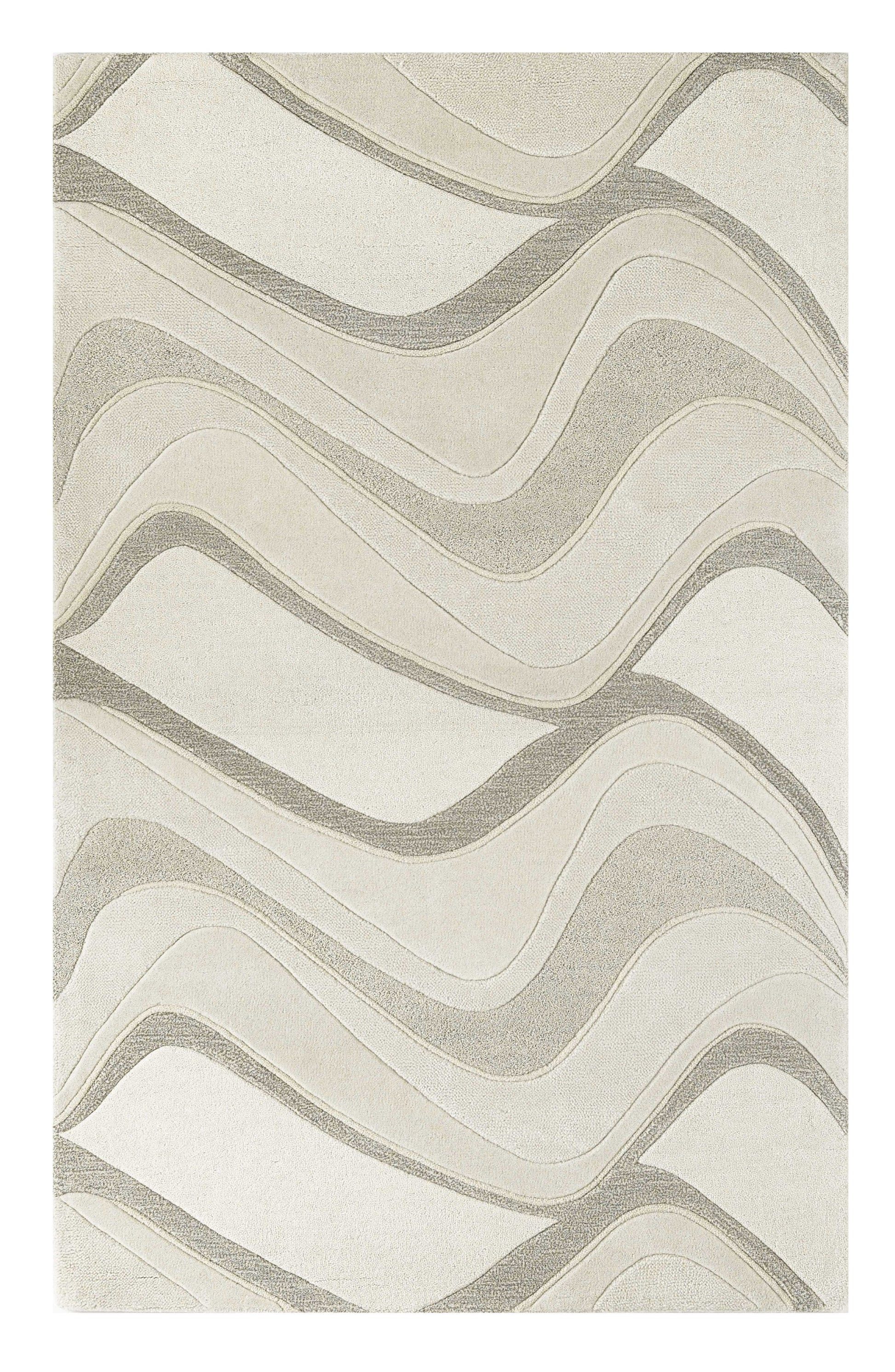 7' Ivory And Gray Wool Abstract Hand Tufted Runner Rug-Area Rugs-DECOROLALA