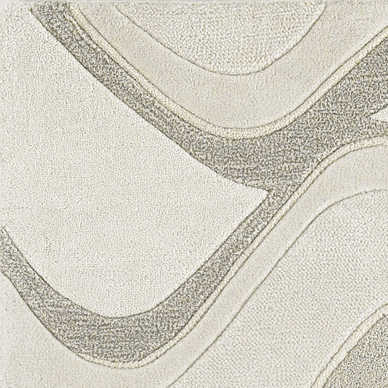 7' Ivory And Gray Wool Abstract Hand Tufted Runner Rug-Area Rugs-DECOROLALA