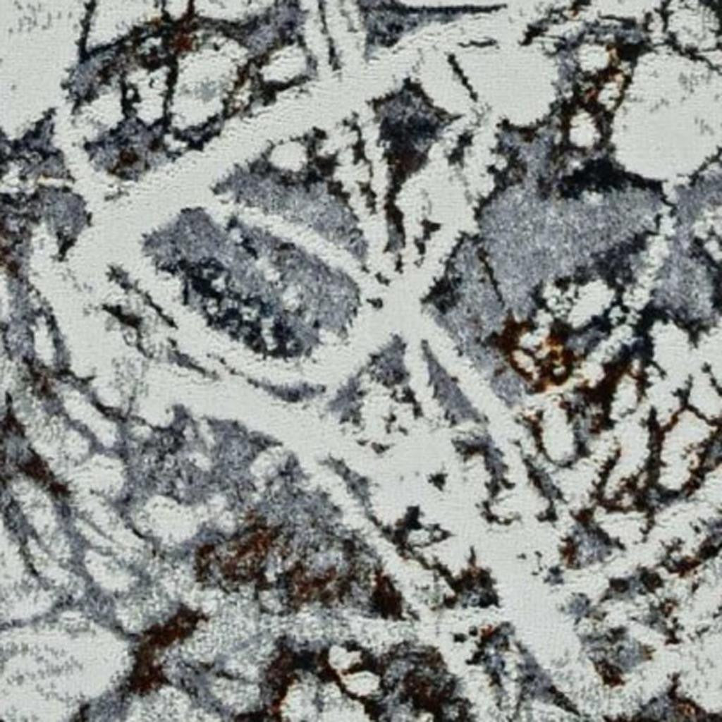 7' Ivory Grey Machine Woven Abstract Vermicular Indoor Runner Rug-Area Rugs-DECOROLALA