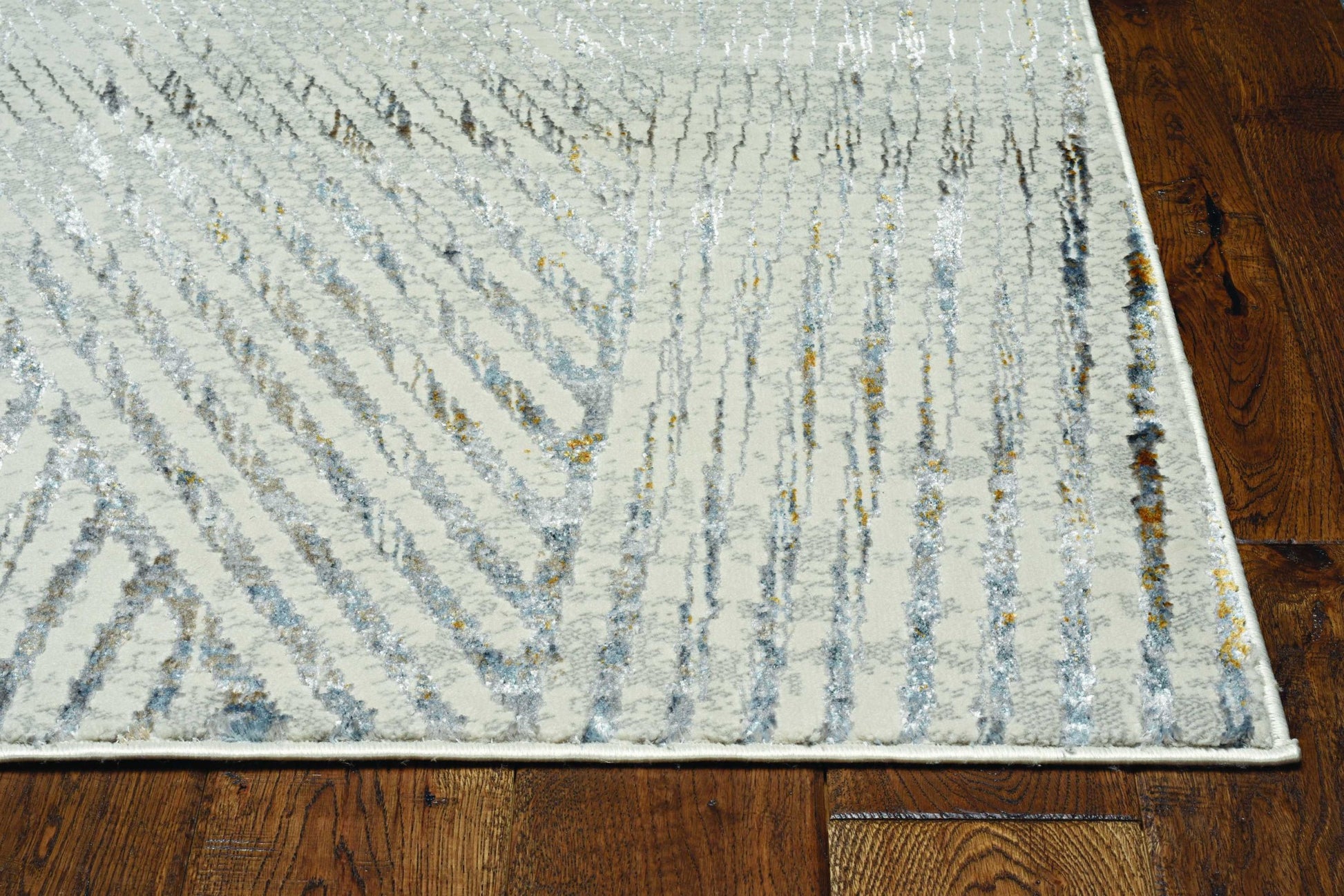 7' Ivory Grey Machine Woven Geometric Lines Indoor Runner Rug-Area Rugs-DECOROLALA