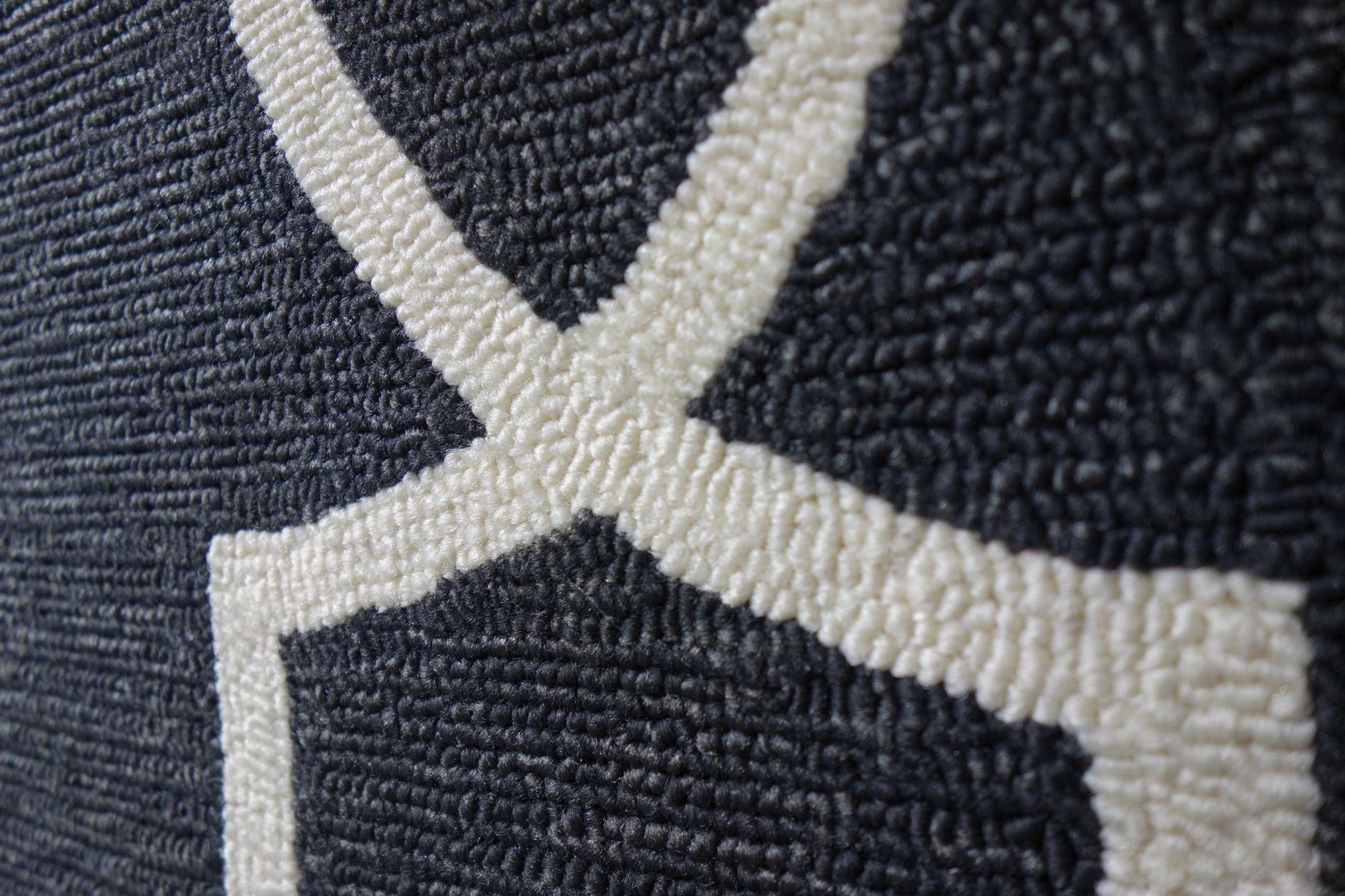 7' Onyx And Ivory Round Geometric Handmade Indoor Outdoor Area Rug-Outdoor Rugs-DECOROLALA