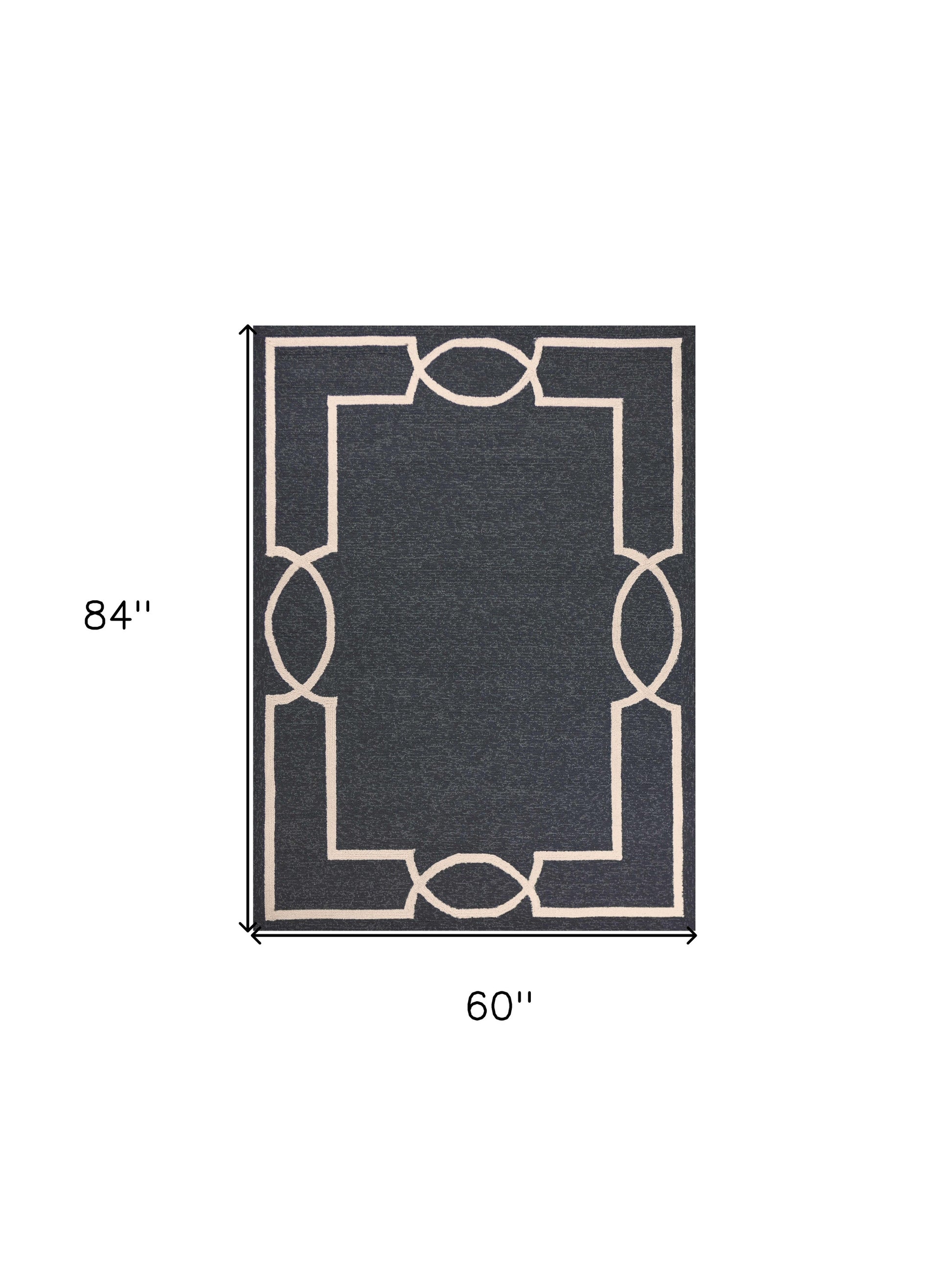 7' Onyx And Ivory Round Geometric Handmade Indoor Outdoor Area Rug-Outdoor Rugs-DECOROLALA