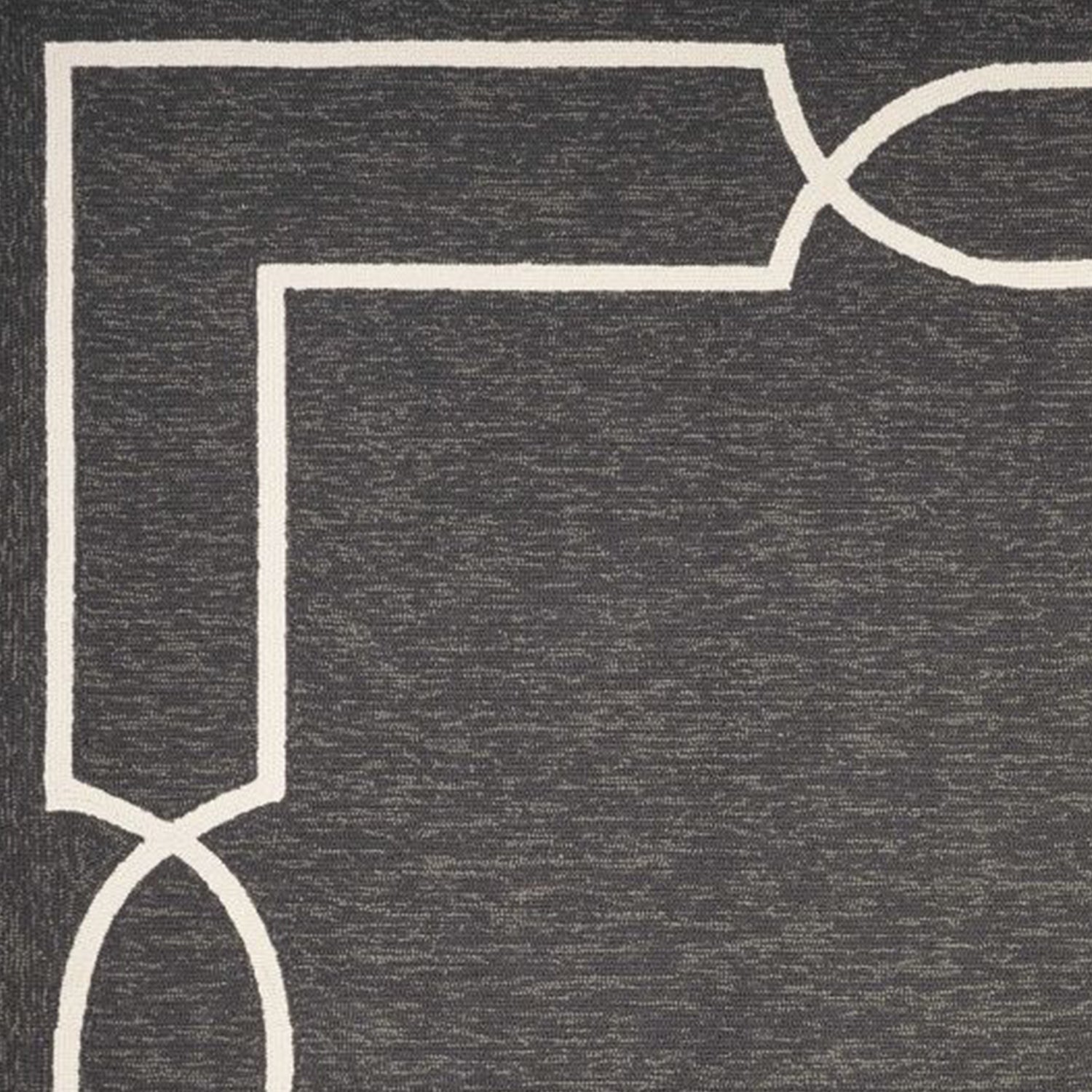 7' Onyx And White Square Geometric Handmade Indoor Outdoor Area Rug-Outdoor Rugs-DECOROLALA