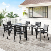 7-Piece Aluminum Expandable Patio Dining Set - Black-DECOROLALA