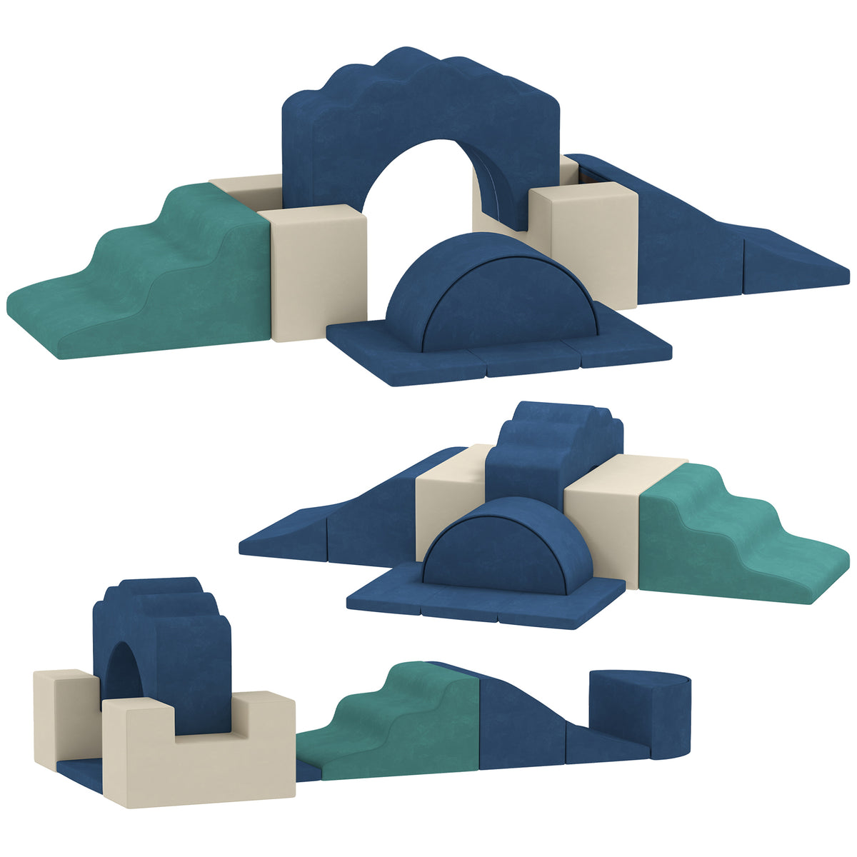 7-Piece Baby Soft Play Set, Indoor Soft Play Gym Activity Play Set for Crawling, Sliding and Playing, Navy-Toys & Games > Baby & Toddler Toys > Kids Gym & Playmats-DECOROLALA