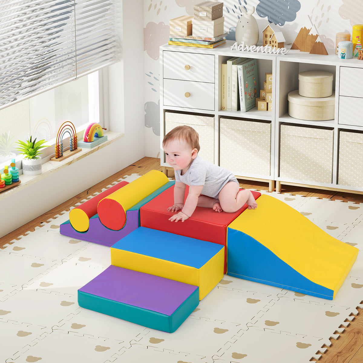 7-Piece Foam Blocks for Toddlers Soft Climbing Toys Indoor Play for Babies