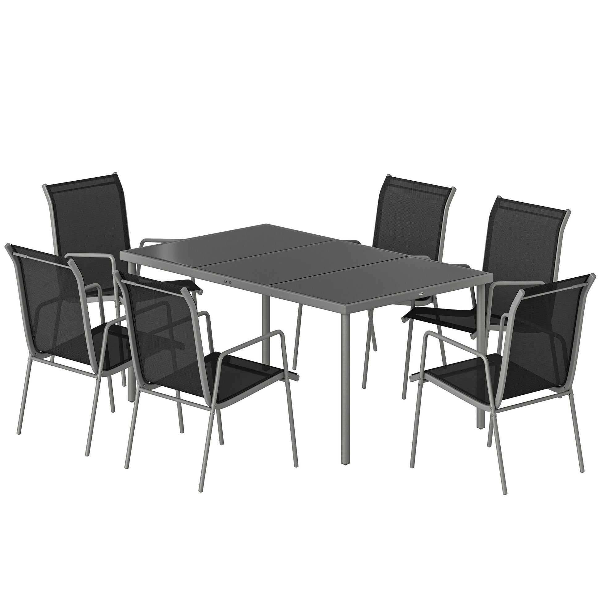 7-Piece Garden Dining Set - Grey Metal Mesh-DECOROLALA