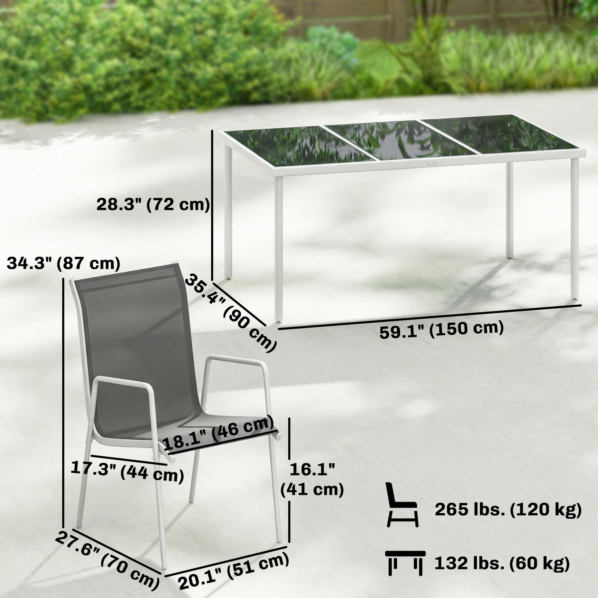7-Piece Garden Dining Set - Grey Metal Mesh-DECOROLALA