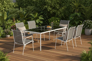 7-Piece Garden Dining Set - Grey Metal Mesh-DECOROLALA