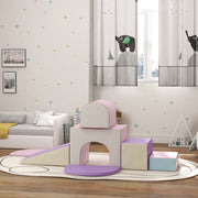 7 Piece Indoor Soft Play for Toddlers Climb and Crawl - Pink/ Purple-Toys & Games > Baby & Toddler Toys > Kids Gym & Playmats-DECOROLALA