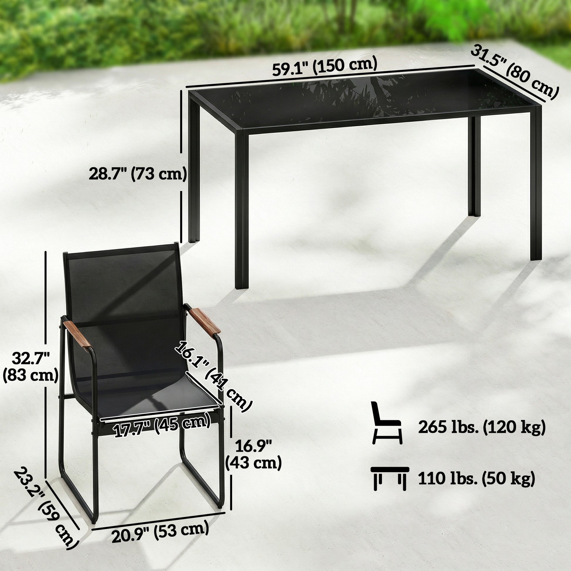 7-Piece Outdoor Dining Set - 6 Mesh Chairs & Glass Table-DECOROLALA