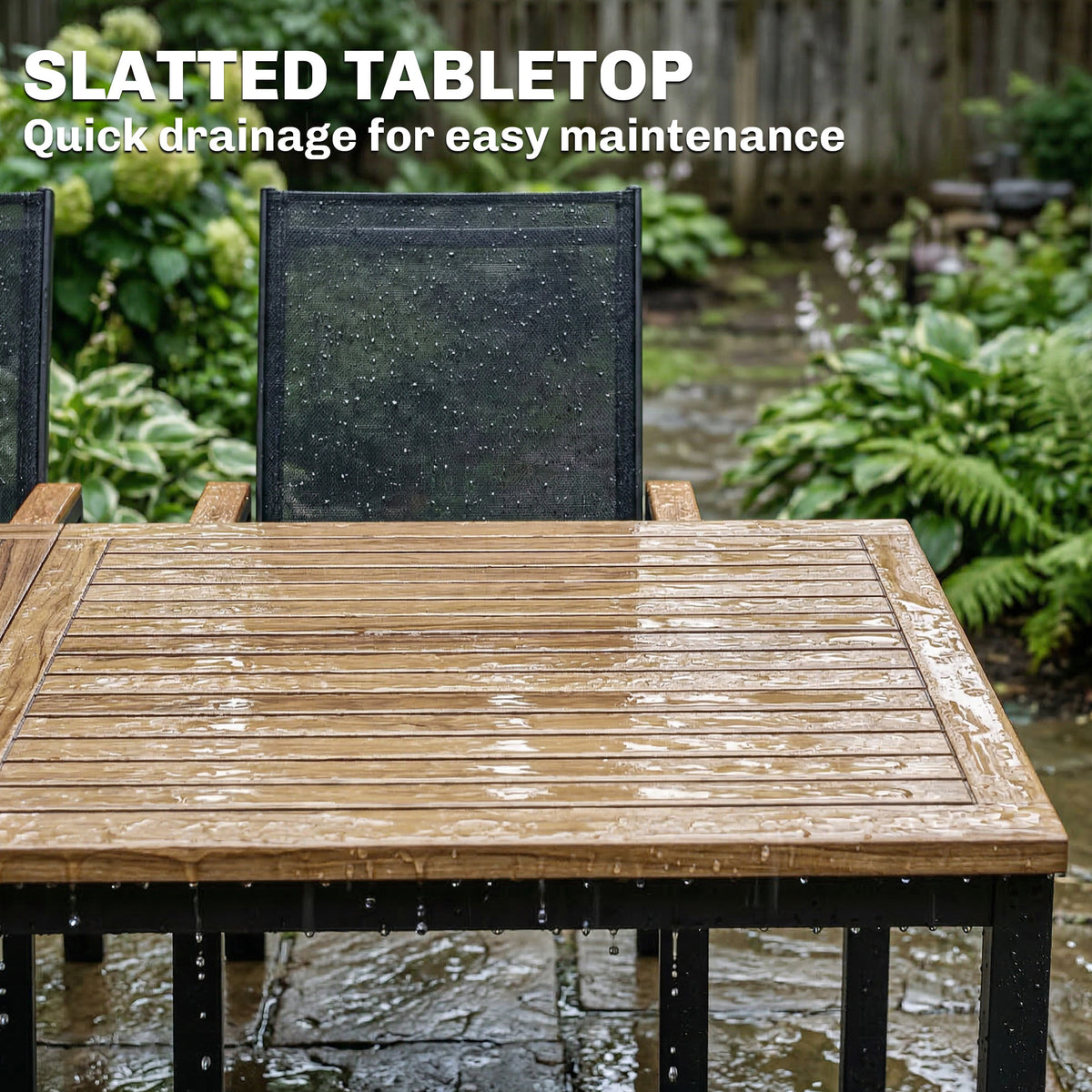 7 Piece Outdoor Dining Set - Black Metal-Patio Dining Sets-DECOROLALA