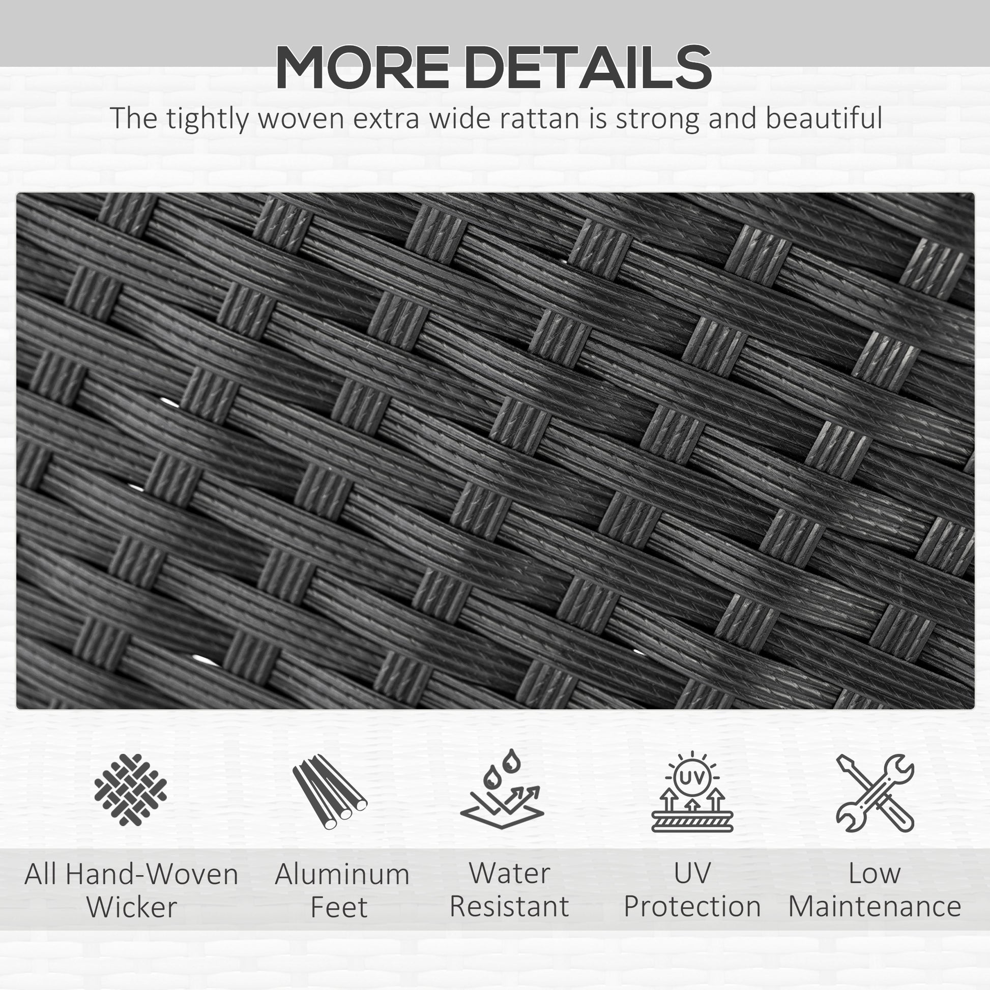 7-Piece Outdoor Dining Set - PE Rattan Black-DECOROLALA