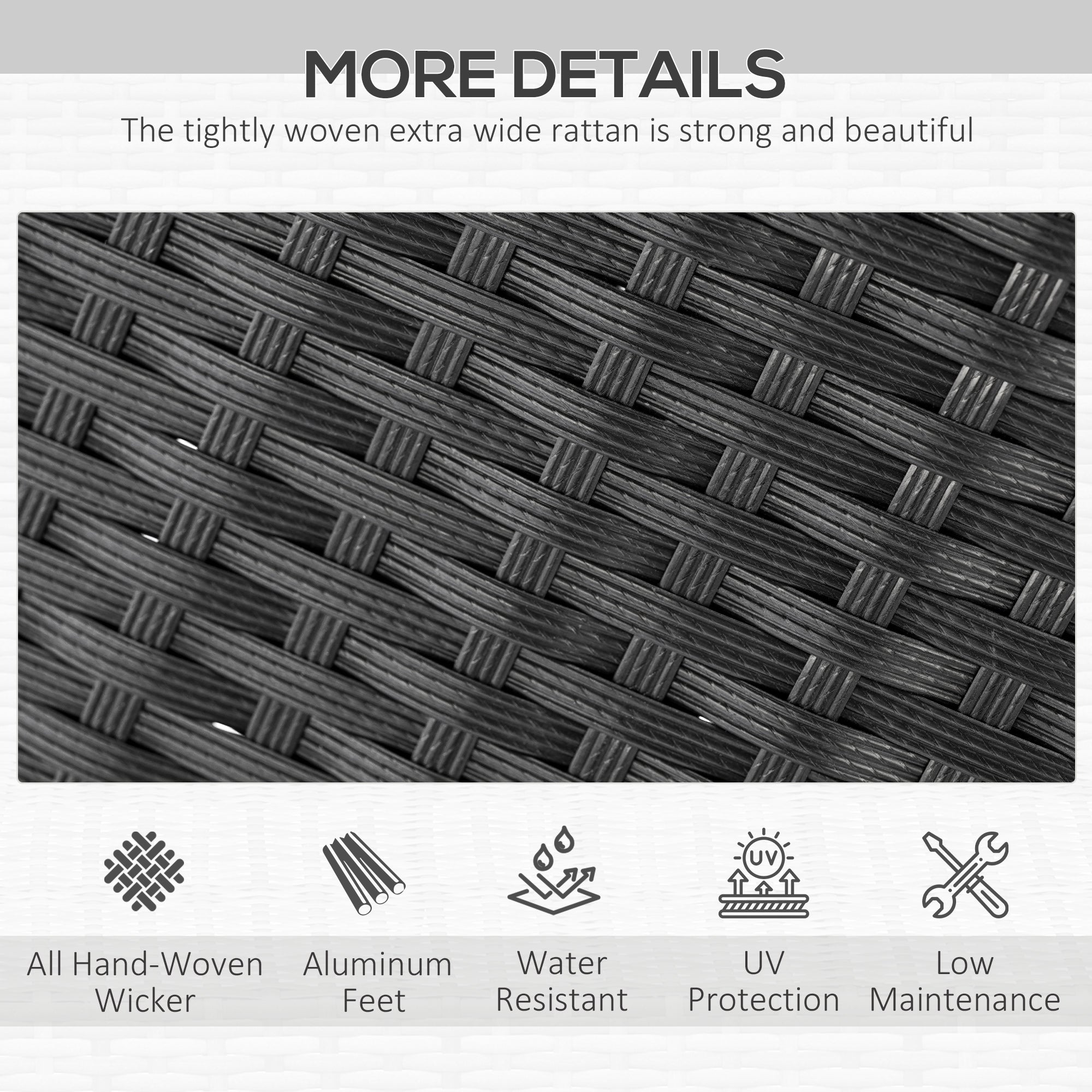 7-Piece Outdoor Dining Set - PE Rattan Black-DECOROLALA