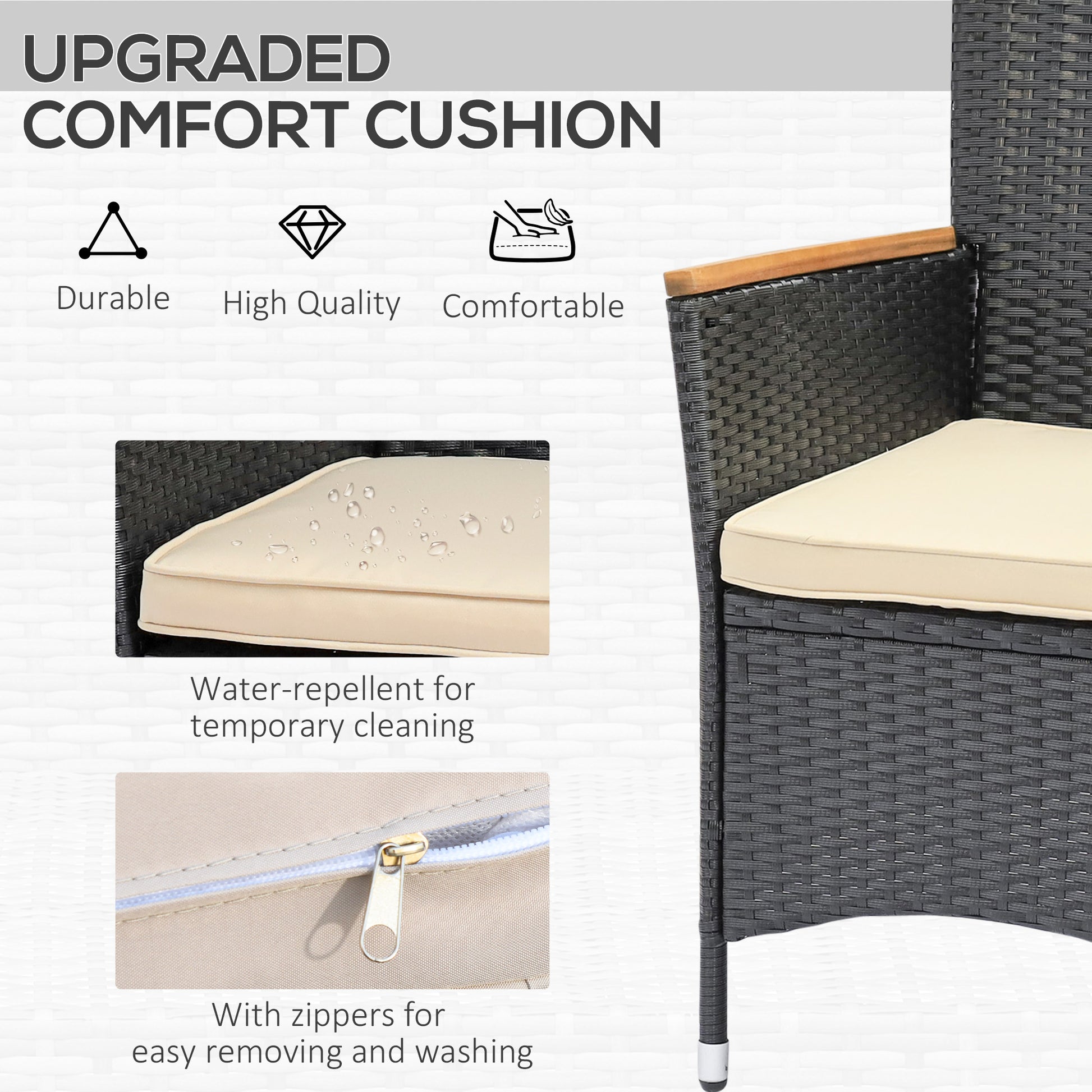 7-Piece Outdoor Dining Set - PE Rattan Black-DECOROLALA