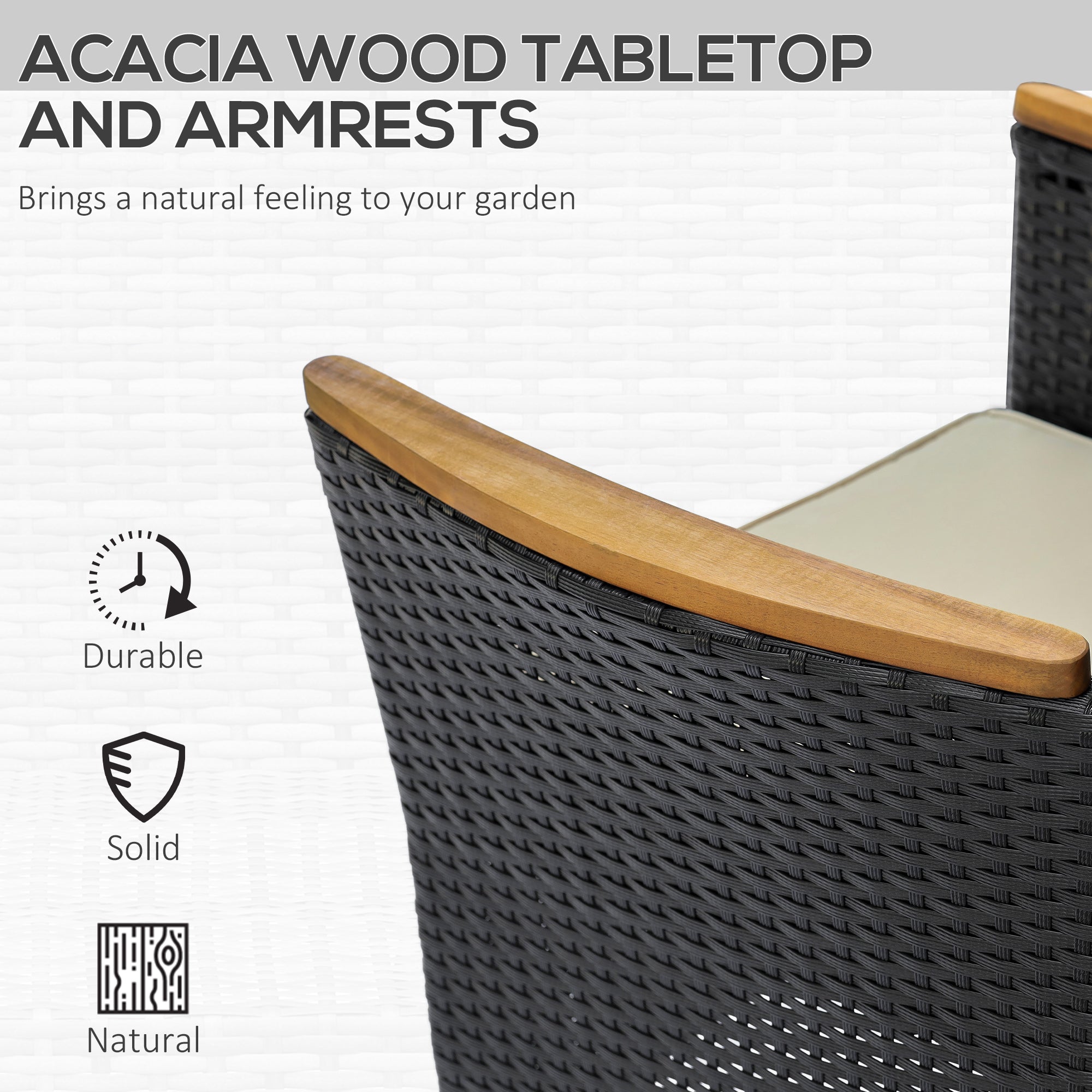 7-Piece Outdoor Dining Set - PE Rattan Black-DECOROLALA